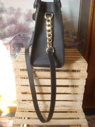 NWT MICHAEL KORS HAMILTON EW SATCHEL BLACK SAFFIANO LEATHER BUCKLE DETAILS ~$298 - Picture 3 of 11