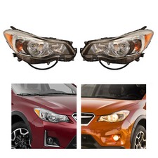 Headlights Set For 2016-2017 Subaru Crosstrek Driver & Passenger Side Clear Lens