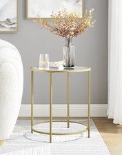 Nachttisch Rund Beistelltisch Sofatisch Couchtisch Robustes Hartglas Gold TGL20G