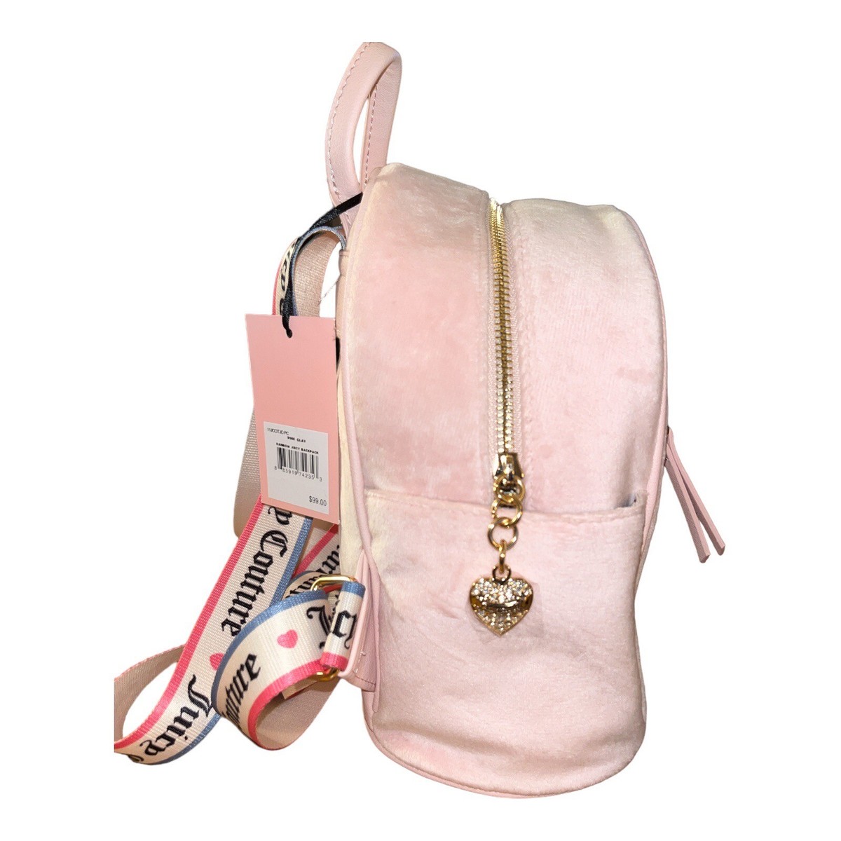 New Juicy Couture Large Size Backpack in Dusty Pink Velvet material. Juicy Couture Large Backpacks for Women for sale - eBay main image 2