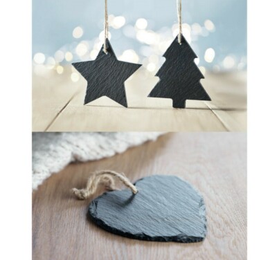 Hängender einfacher Schieferbaum, Stern Herz Wandschild Handwerk Dekorationen Öko Bauble