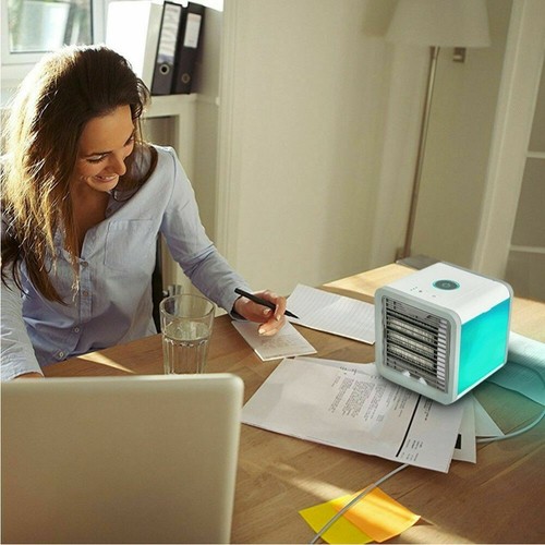 MINI CONDIZIONATORE PORTATILE USB DEUMIDIFICATORE AD ACQUA VENTILATORE LED - Foto 4 di 10