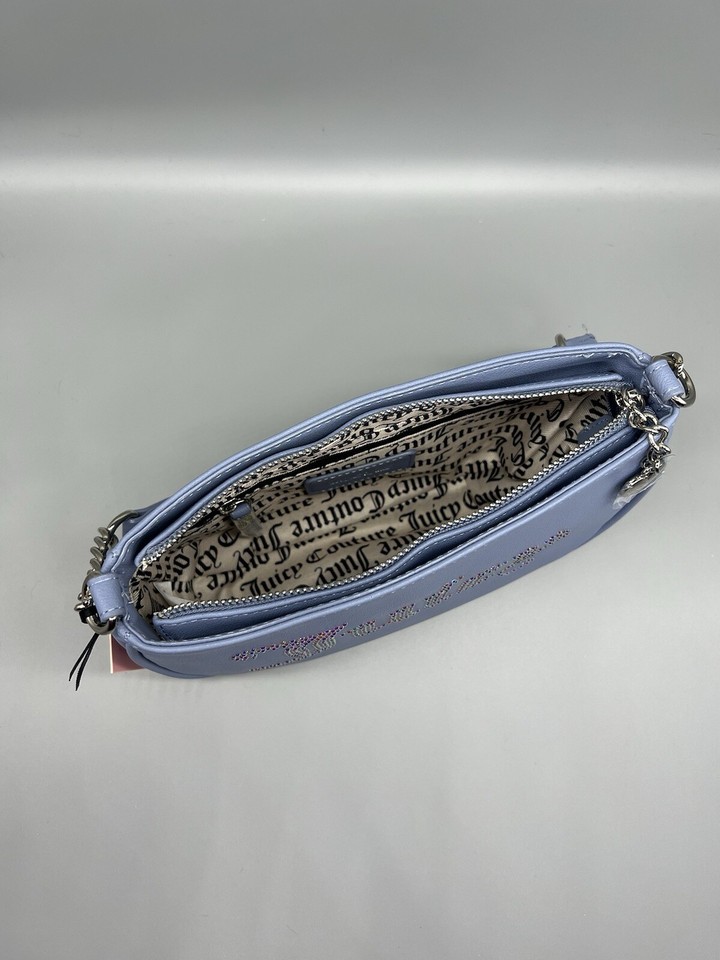 Juicy Couture Slate Blue Be Classic II Rhinestone Shoulder Bag Purse