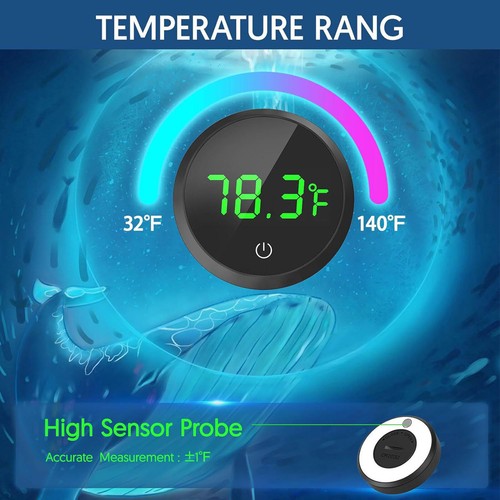Aquarium Digital Thermometer LED Fish Tank Temperature Gauge Wireless - Picture 2 of 20