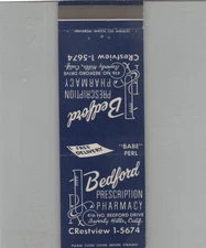 Matchbook Cover Drug Store Bedford Prescription Pharmacy Beverly Hills CA