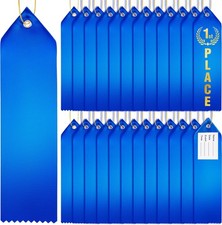 36 Pieces Blank Award Ribbons, DIY Medal, Attached Card, Blue, 1st 2nd 3rd