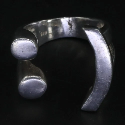 VTG Sterling Silver - MODERN Openwork Abstract Cuff Ring Size 8.5 - 11g