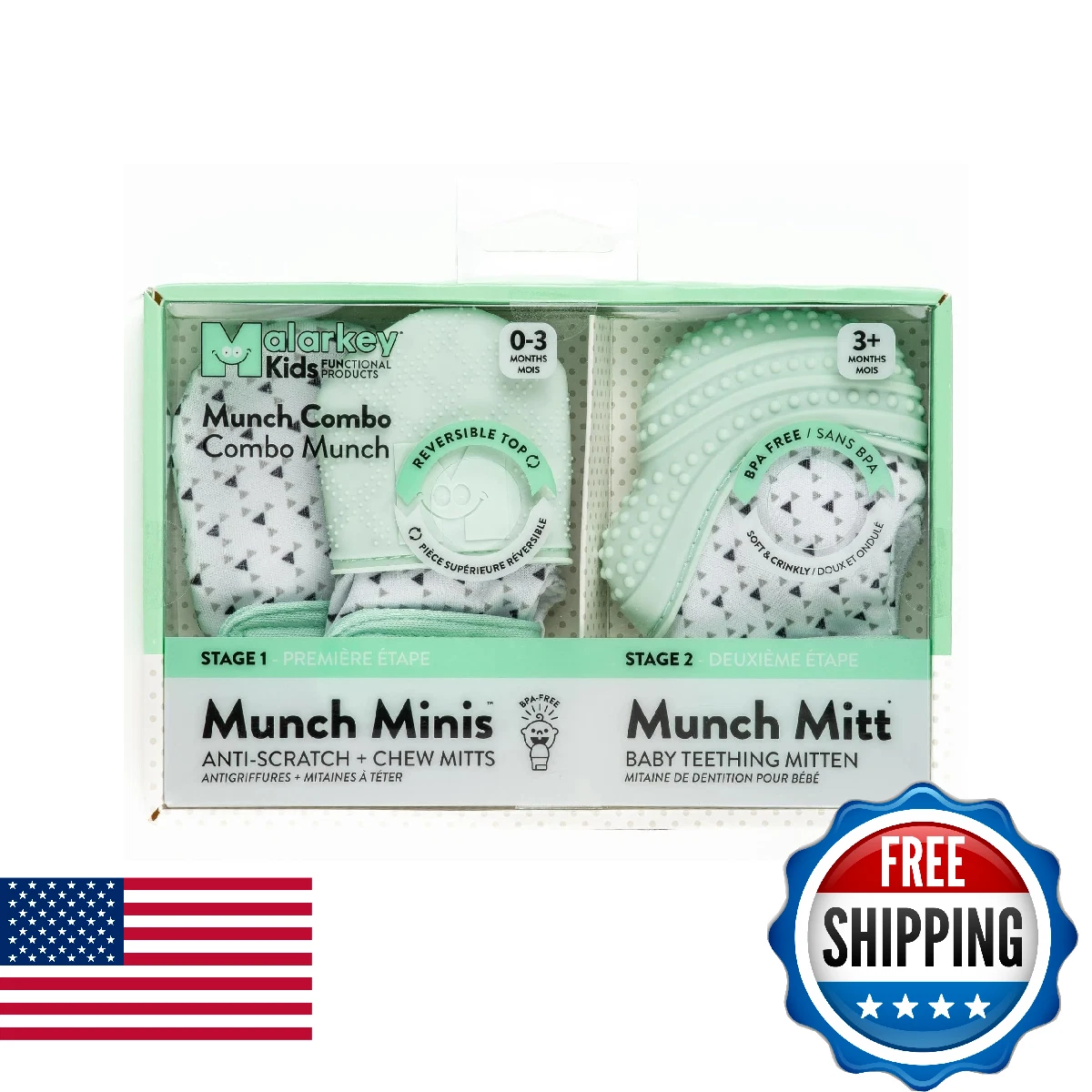 Mint Triangle Teether Combo by Malarkey Kids
