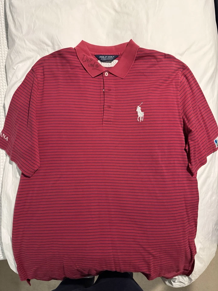 Camisa autografiada Davis Love III - DL3 personalizada usada en competencia en PGA TOUR Foto 2 de 4