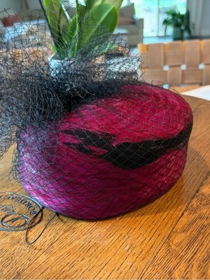Mr. D s Fuchsia Pillbox Fascinator with Black Veil