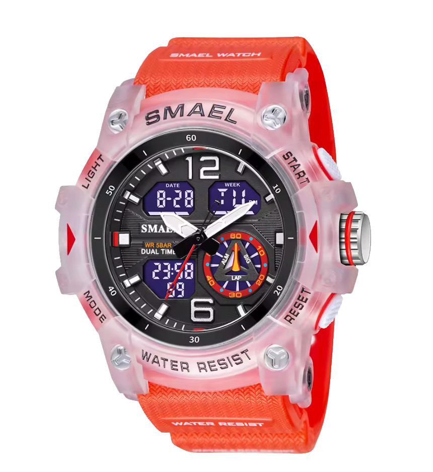 Montre militaire homme double affichage quartz et digital étanche 50m avec rétroéclairage LED rouge