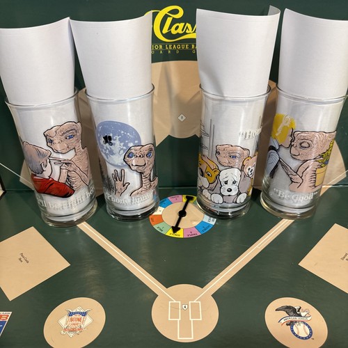 Vintage E.T. 1982 Limited Edition Pizza Hut Collectors Series Drinking 4 Glasses