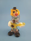 MURANO ART Blown GLASS CLOWN Playing Guitar FIGURINE 6.5" ~ MULTI-COLORED Music