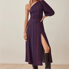 Reformation Lawrence One Shoulder Midi Dress in Marooned