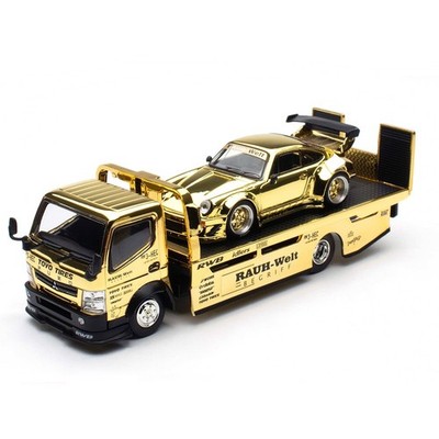 Pop Race 1:64 Porsche RWB 930 & RWB Truck Gold Chrome Set HEC 2026