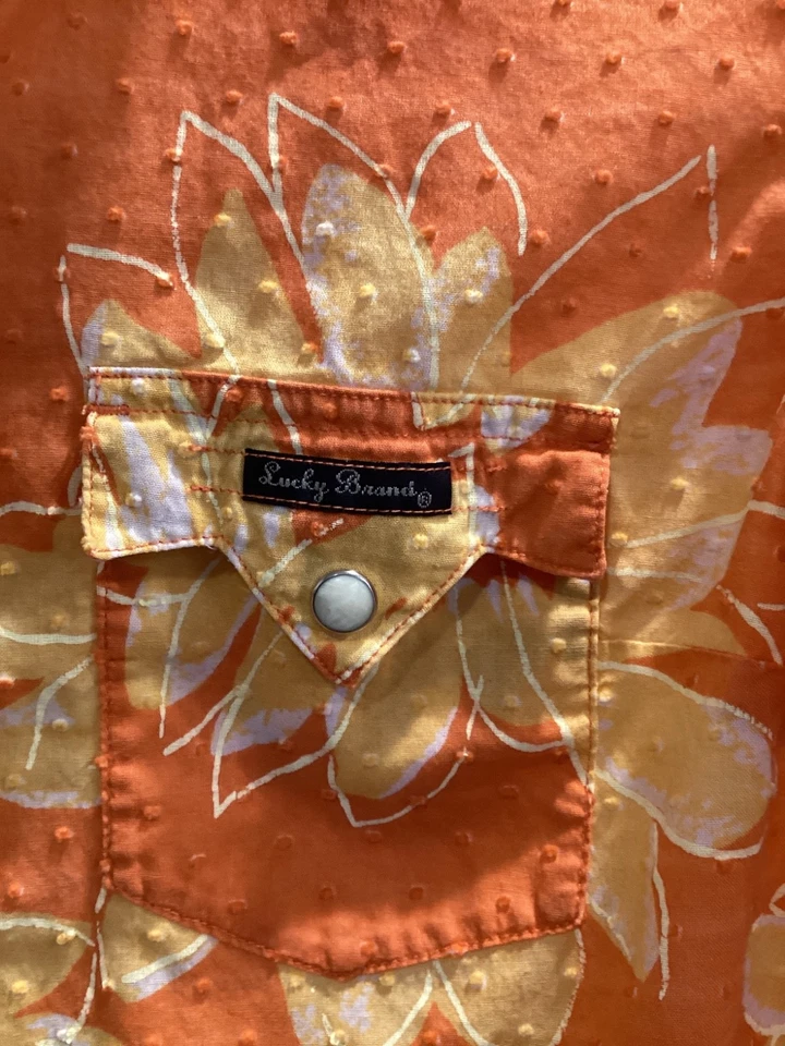 Lucky Brand Dungarees Women’s 100% Cotton Pearl Snap Floral Western Shirt Sz M - Image 3 of 4