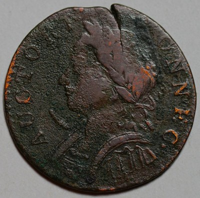 1787 Connecticut Colonial Copper, Horned Bust, Miller 4-L