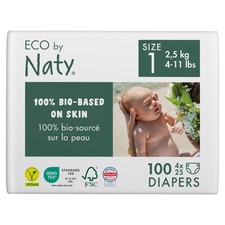 Eco Naty Size 1 Plant Based Hypoallergenic Diapers 100 Count Compostable