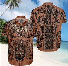 Maui Button Shirt Shorts, Moana Maui Costume Outfit For Men, Polynesian Tattoo H