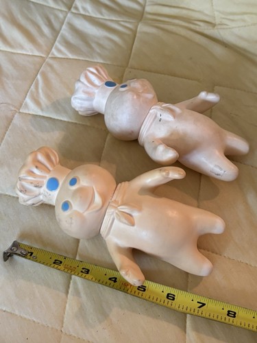 Pair 1971 Pillsbury Doughboy Doll Rubber Figurine 7" ORIGINAL No Res - Picture 16 of 16
