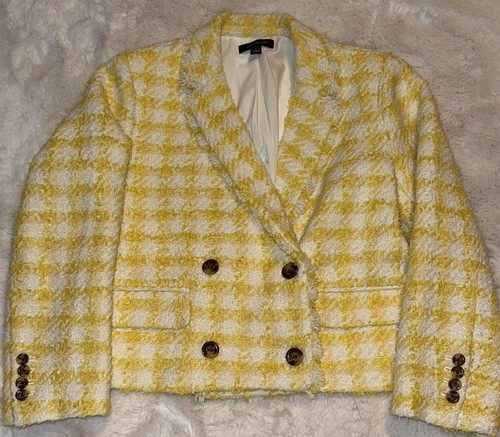 Ann Taylor Yellow Tweed Jacket Sz 8