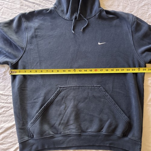 Vintage Y2K Nike Mini Swoosh Chest Hoodie Navy Pullover Size XL Silver/Grey Tag - Picture 9 of 15