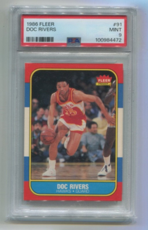 1986-87 Fleer - DOC RIVERS - Card #91 - ATLANTA HAWKS  PSA 9