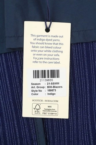 SCOTCH & SODA Men Blazer M Navy Blue Cotton Single Breasted Notched Lapels DDP image 9