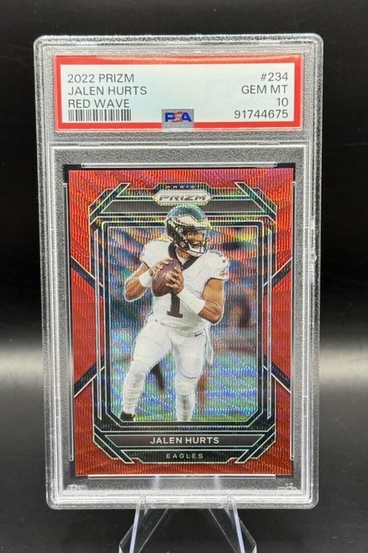 Jalen Hurts Red Wave /149 SP 2022 Panini Prizm #234 Eagles Super Bowl MVP PSA 10