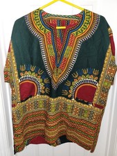 African Dashiki Shirt Tunic Ethnic Hippie Boho Blue Orange Green Yellow
