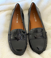 Coach "Odette" Glossy Black Patent Leather Loafers - Women's Size 8