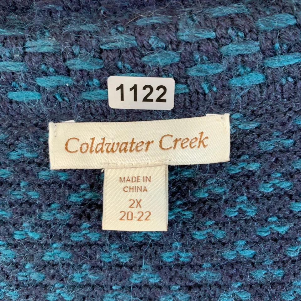 Cárdigan abierto Coldwater Creek para mujer suéter mezcla de lana azul verde plus 2X 20-22 Foto 3 de 4