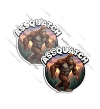 Sasquatch Sticker Vinyl Decal Assquatch Funny Bigfoot Forest Made in USA 2 PACK