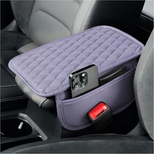 carleef Arm Rest Cover for Car,Leather+Memory Foam Center Console Purple 