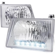 Spec-D Tuning LH-ECON92-RS Euro Headlight Chrome Housing with LED for 92 to 0...