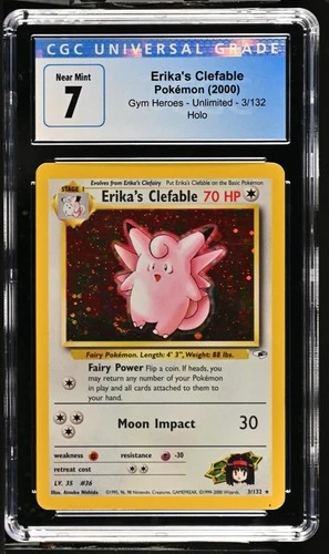Erika's Clefable 3/132 CGC 7 Near Mint Pokemon Card Holo Rare