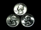 1947PDS  Brilliant Uncirculated 90% Silver Three Coin Washington Quarter Set DF3