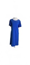 Talbots Royal Blue  Flutter Sleeve Crochet Neck Shirt Dress Lounge evening Sz Xl