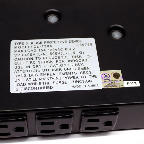 Weltron CL-130A EMI/RFI 9-Outlet Rack Mountable Surge Protector w/ 15 Foot Cord - Picture 2 of 6