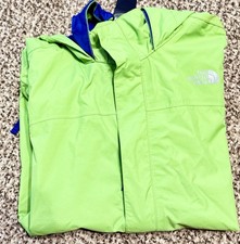 The North Face Boys Green Blue Rain Jacket Hooded Lightweight Size L G 14 16