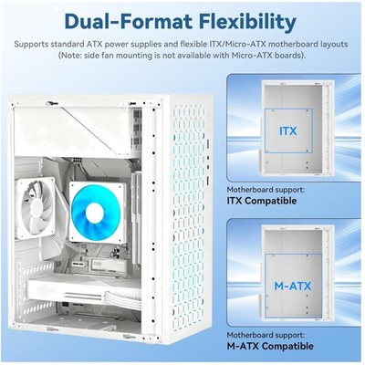High Airflow Micro ATX Case - White, Chassis Fan Support