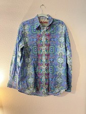 Robert Graham Mens Paisley Embroidered Button Up Shirt Sz M Flip cuff eclectic