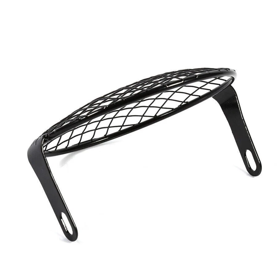 6.5" Metal Retro Moto Faro Lámpara Cuadrado Malla Rejilla Cala Máscara Para Honda Foto 3 de 4