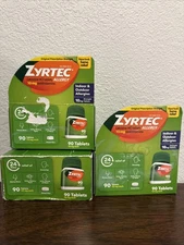 3pk. Zyrtec Allergy Relief 10mg Tablets 90 Count Unopened New Damage Box09/27