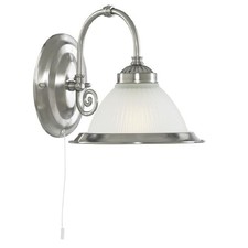 Image of Satin Chrome Single Lamp Switched Wall Light with Acid Ribbed Glass 210mm