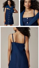 J Crew Women Mini Dress Linen Blue Size Medium