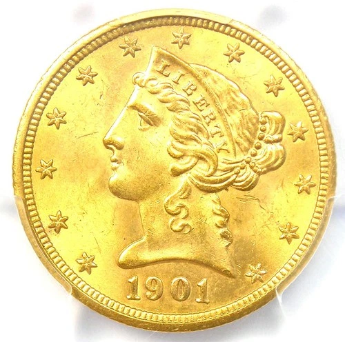 1901-S Liberty Gold Half Eagle $5 Coin - PCGS MS65 (BU UNC) - $2,750 Value!