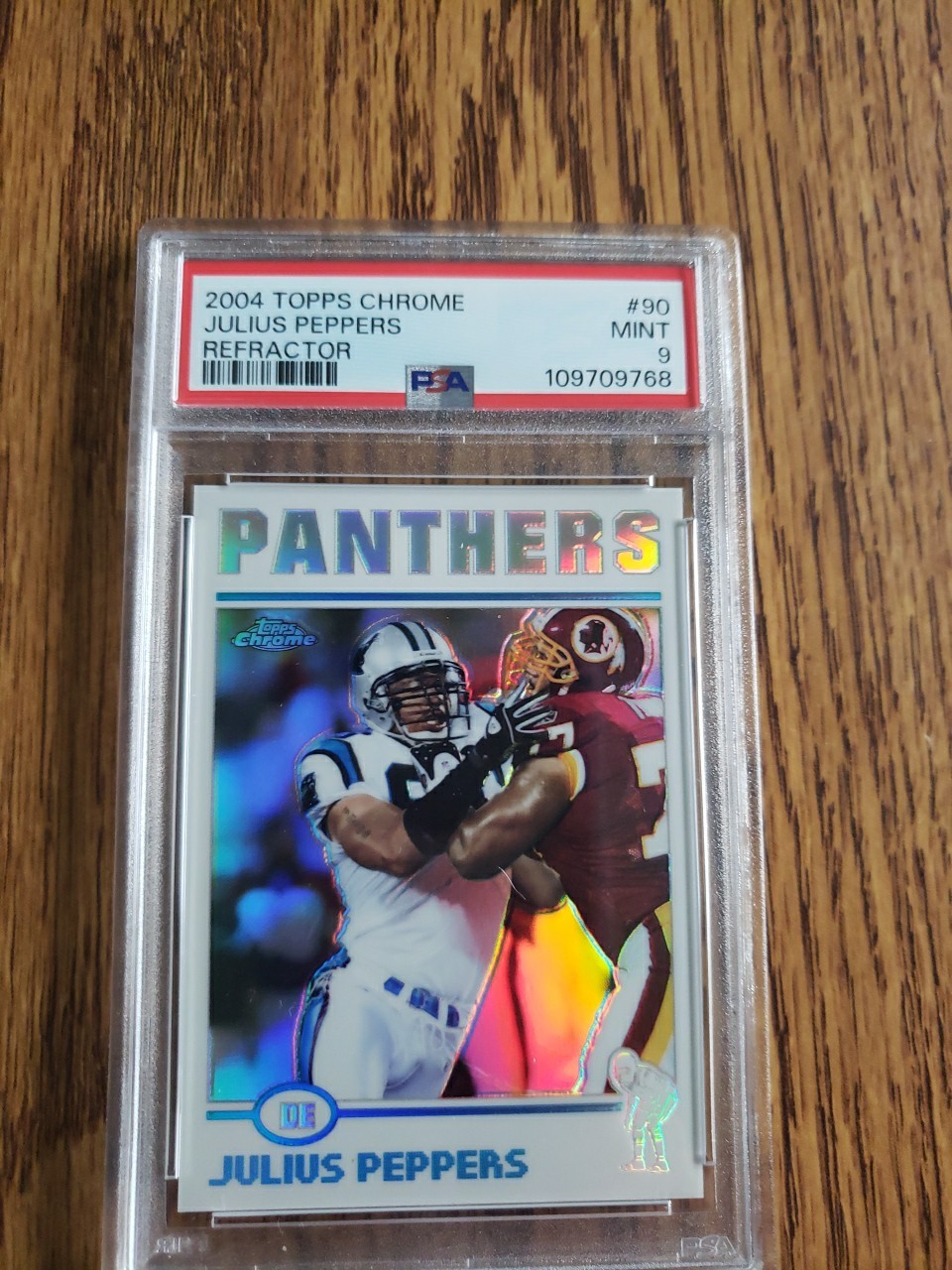 2004 Topps Chrome Julius Peppers Refractor #90 Panthers PSA Mint 9 Pop 1