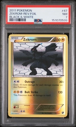 2011 POKEMON BLACK & WHITE #47 ZEKROM-REVERSE FOIL PSA 7