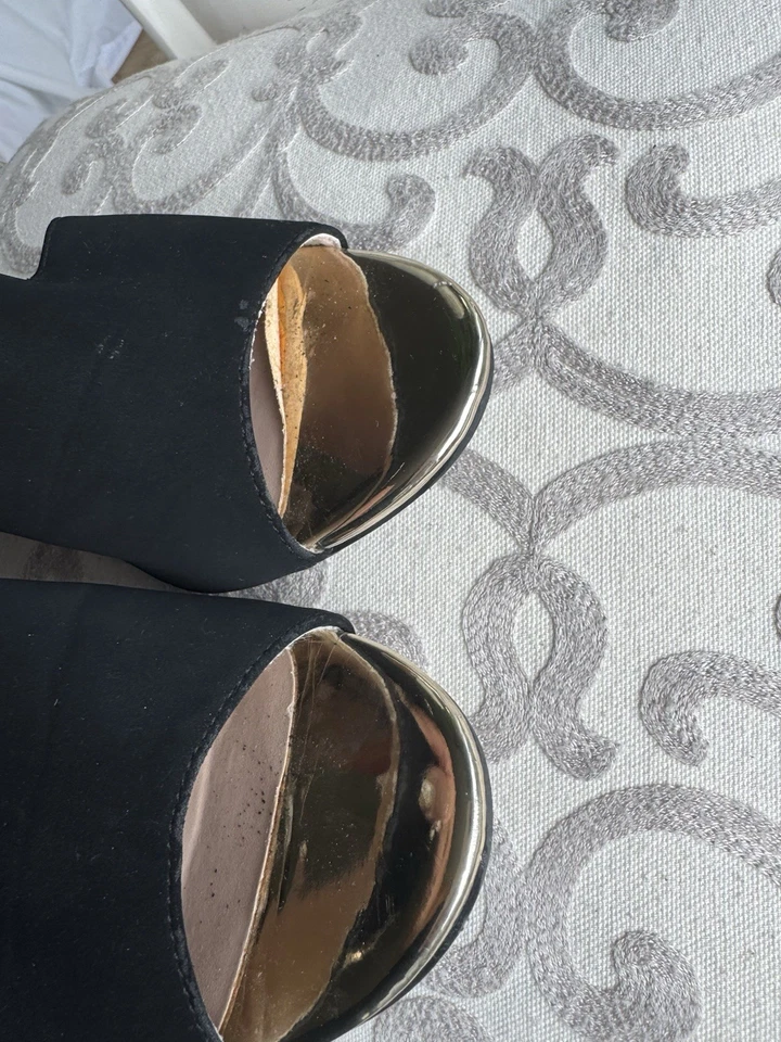 Sandalias Forever Ashlyn 56 con cordones negras punta abierta tacón de cuña para mujer talla 8 Foto 4 de 4